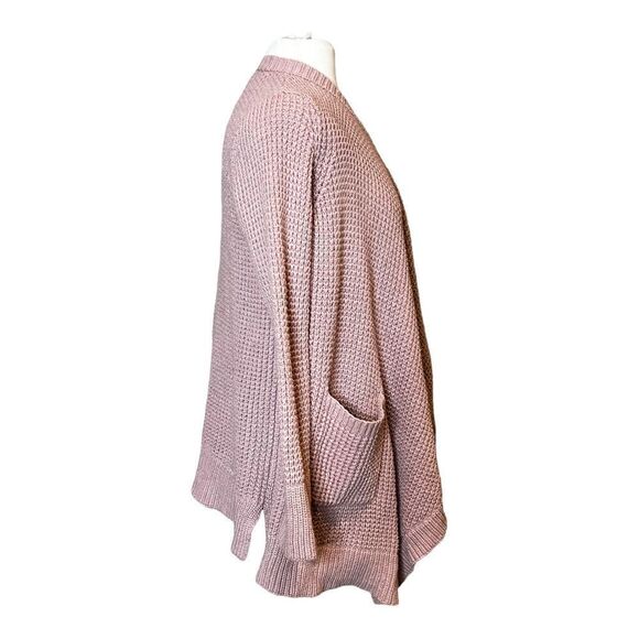 AMERICAN EAGLE Outfitters Shaker Knit Open Waterfall Cardigan Dusty Rose - Picture 3 of 5